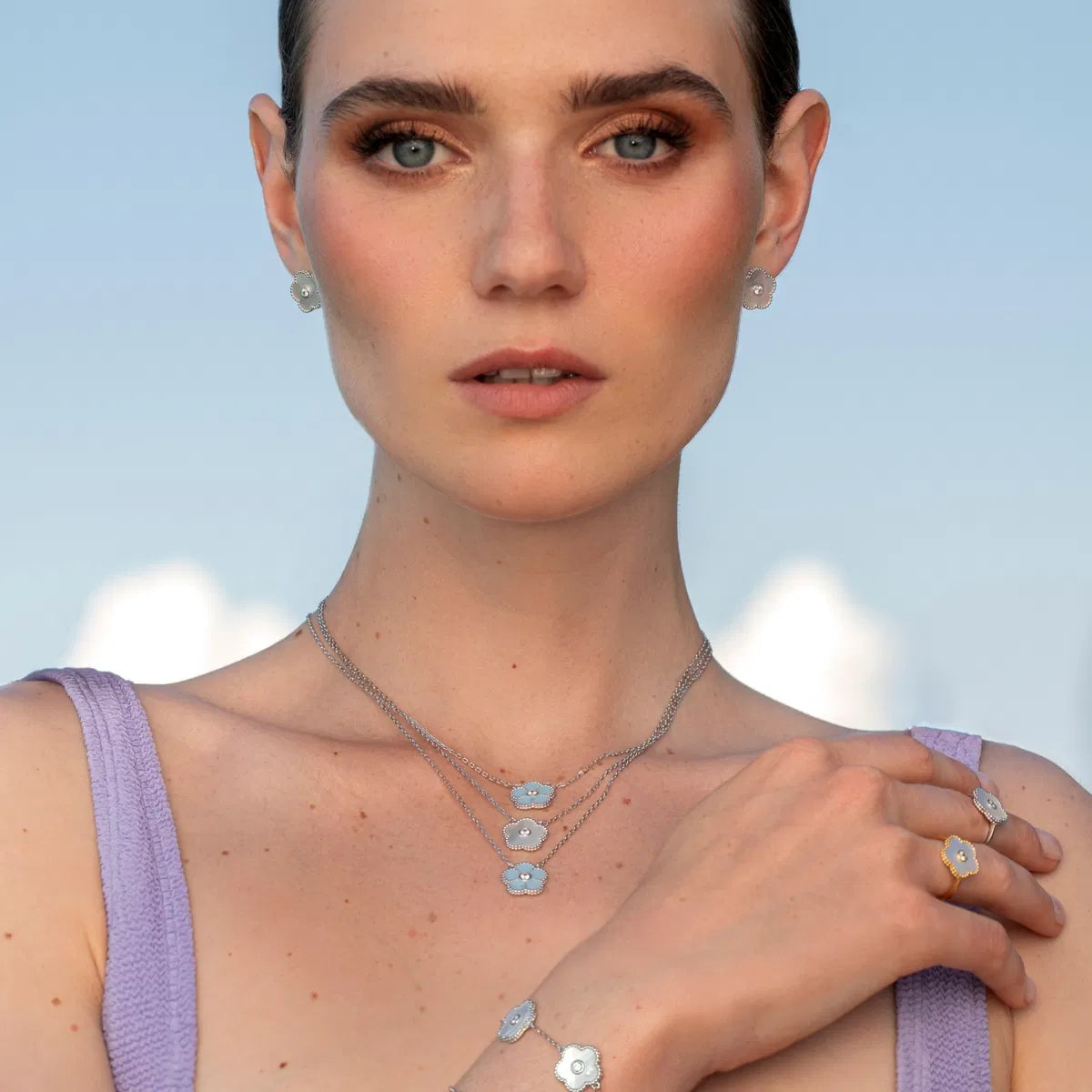 Chain "Flower" Sterlingsilver with Emaille/Topaz SE-C247C Jacques Lemans