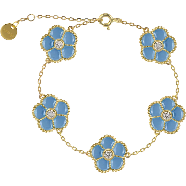 Bracelet "Flower" Sterlingsilver goldplated with Emaille/Topaze Jacques Lemans
