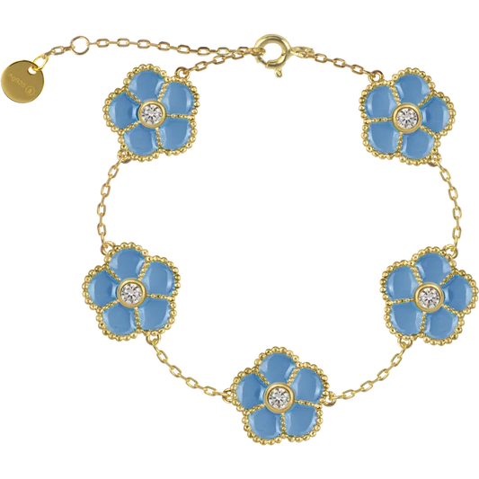 Bracelet "Flower" Sterlingsilver goldplated with Emaille/Topaze Jacques Lemans