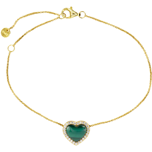 Bracelet "Heart" Sterlingsilver goldplated with Malachit und Top SE-B260F Jacques Lemans