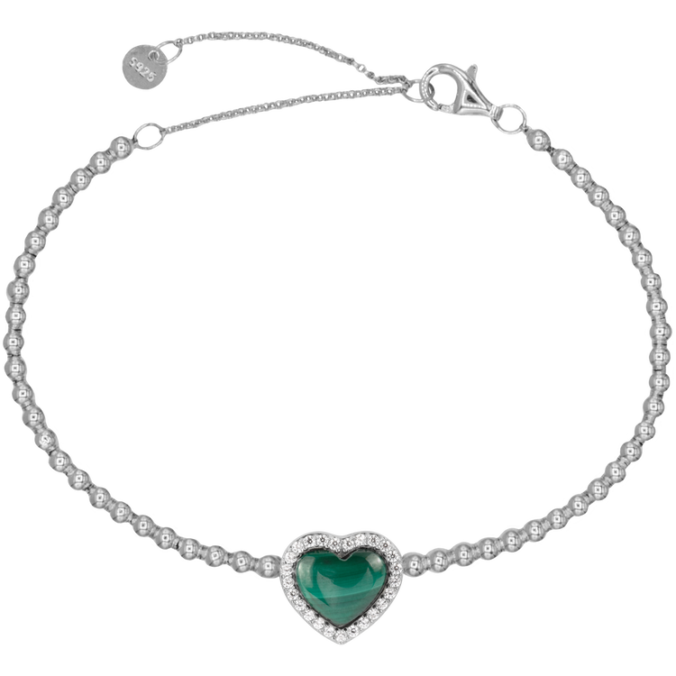 Bracelet "Heart" Sterlingsilver with Malachit und Topazen Jacques Lemans