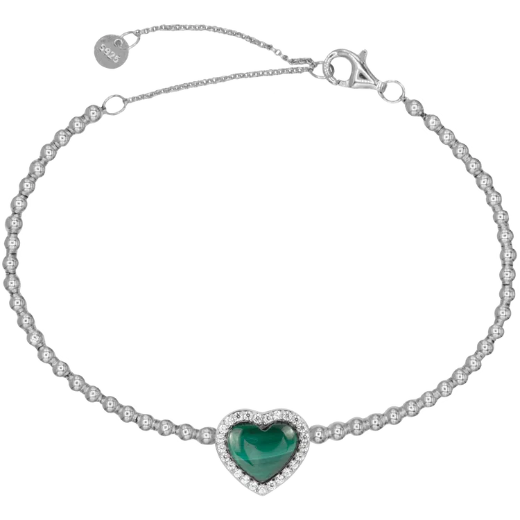 Bracelet "Heart" Sterlingsilver with Malachit und Topazen SE-B260G Jacques Lemans