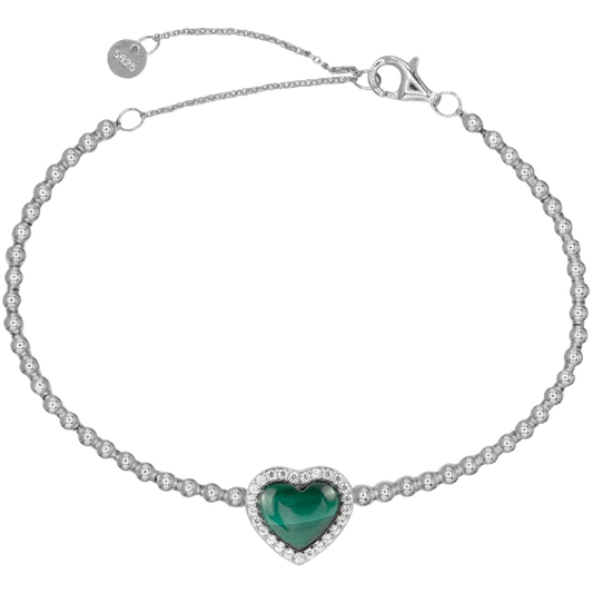 Bracelet "Heart" Sterlingsilver with Malachit und Topazen SE-B260G Jacques Lemans