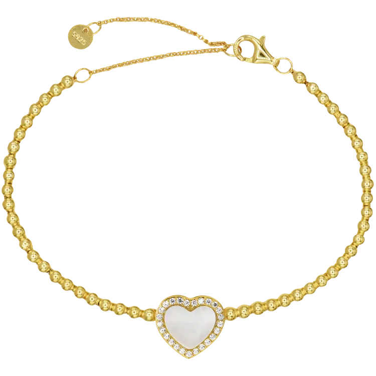Bracelet "Heart" Sterlingsilver goldplated with MOP/Topazen SE-B263D Jacques Lemans