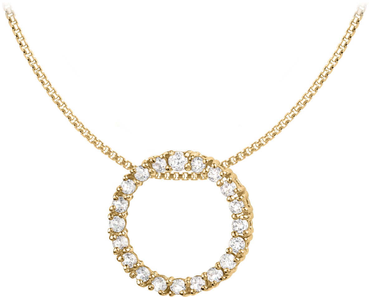 Chain Sterlingsilver goldplated with White Topaz Jacques Lemans