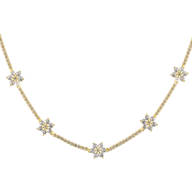 Chain "Flower" Sterlingsilver goldplated with Topazen Jacques Lemans