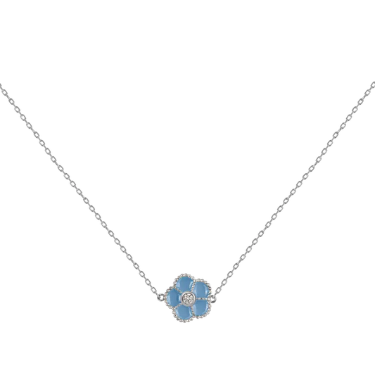 Jacques Lemans Necklace "Flower" Sterlingsilver with Enamel/Topaz