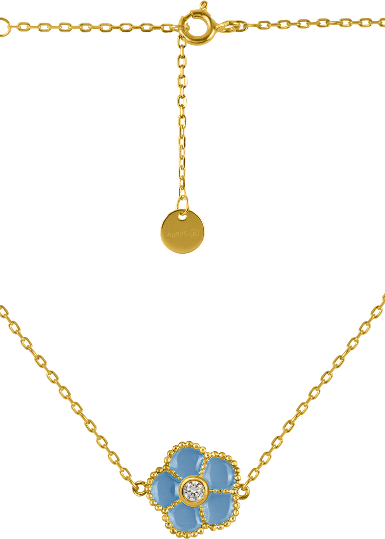 Chain "Flower" Sterlingsilver goldplated with Emaille/Topaz Jacques Lemans