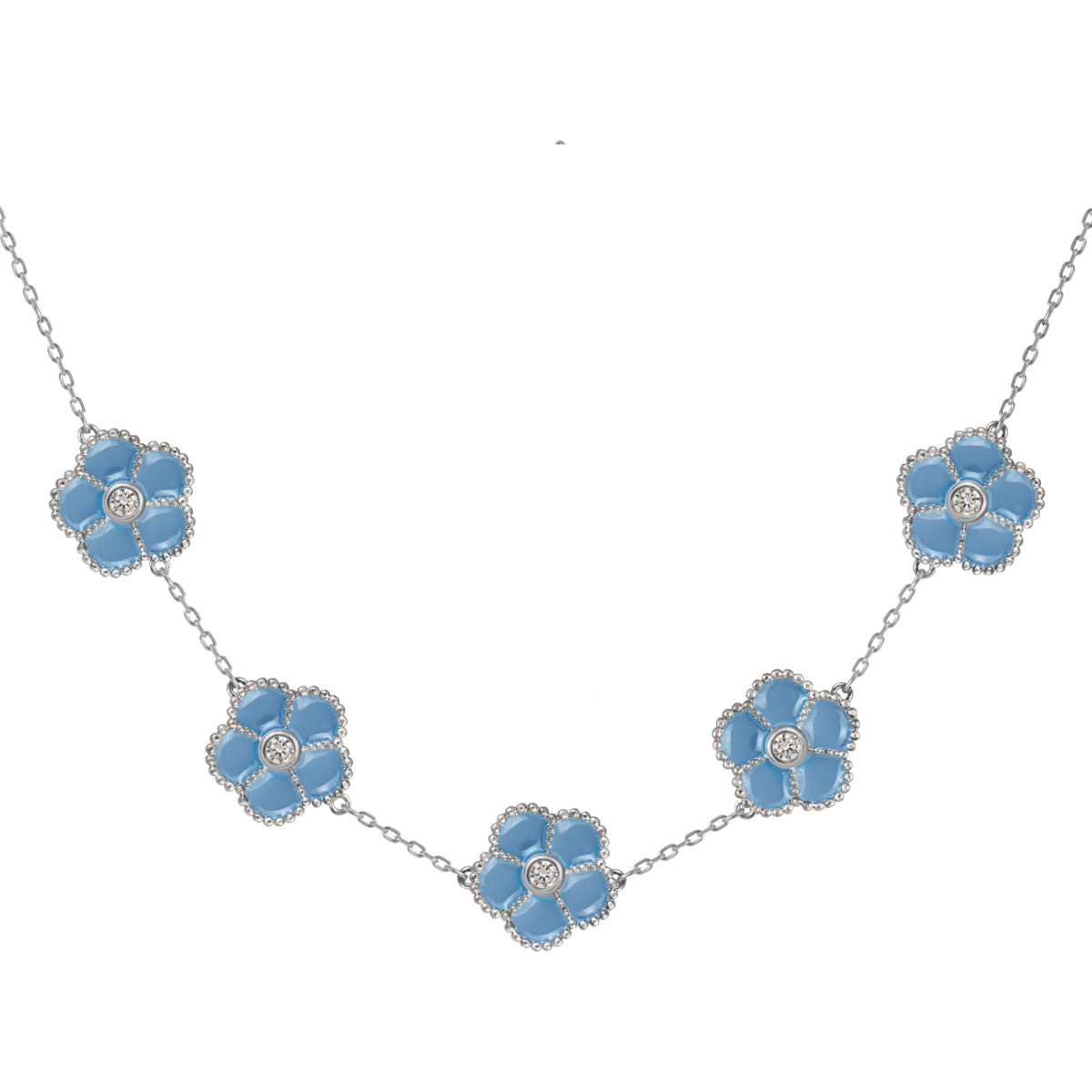 Chain "Flower" Sterlingsilver with Emaille/Topazen Jacques Lemans