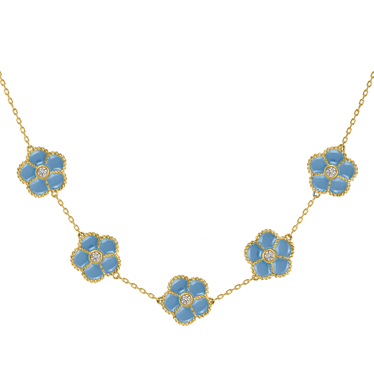 Chain "Flower" Sterlingsilver goldplated with Emaille/Topazen Jacques Lemans