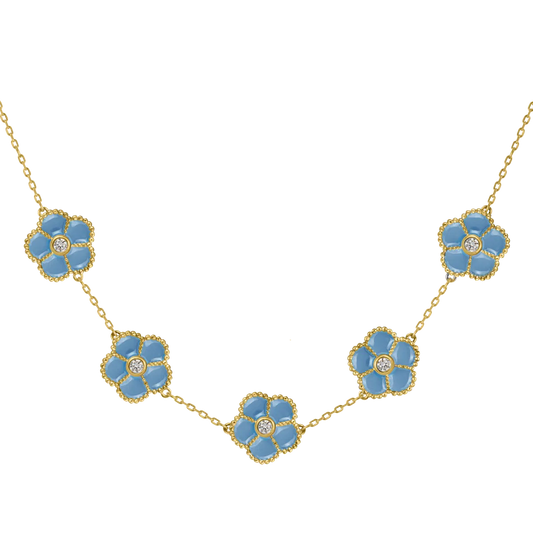 Chain "Flower" Sterlingsilver goldplated with Emaille/Topazen Jacques Lemans