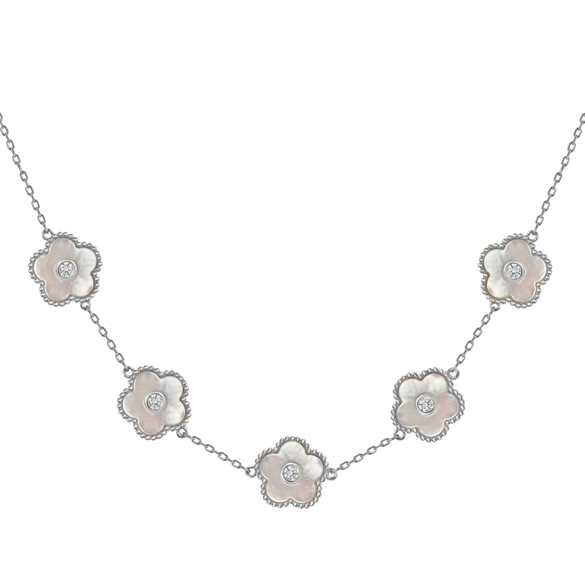 Chain "Flower" Sterlingsilver with MOP/Topazen Jacques Lemans