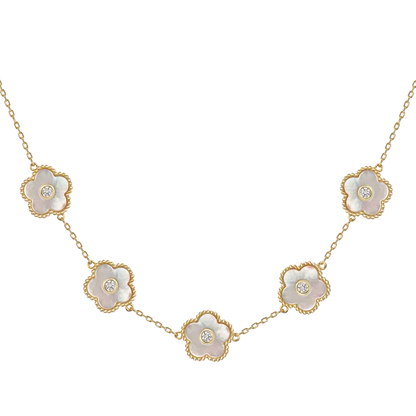 Chain "Flower" Sterlingsilver goldplated with MOP/Topazen Jacques Lemans