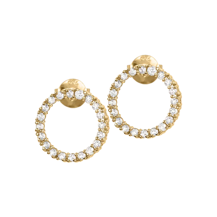 Ear studs Sterlingsilver goldplated with White Topaz SE-O121E Jacques Lemans