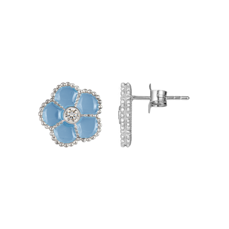 Ear studs "Flower"  Sterlingsilver with Emaille/Topaz Jacques Lemans