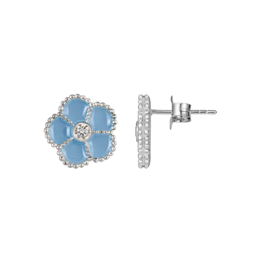Ear studs "Flower"  Sterlingsilver with Emaille/Topaz SE-O247C Jacques Lemans