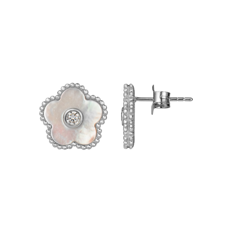 Ear studs "Flower"  Sterlingsilver with MOP/Topaz Jacques Lemans