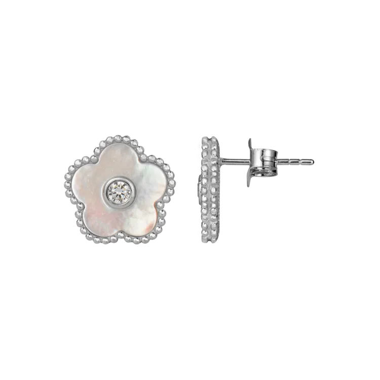 Ear studs "Flower"  Sterlingsilver with MOP/Topaz SE-O247E Jacques Lemans