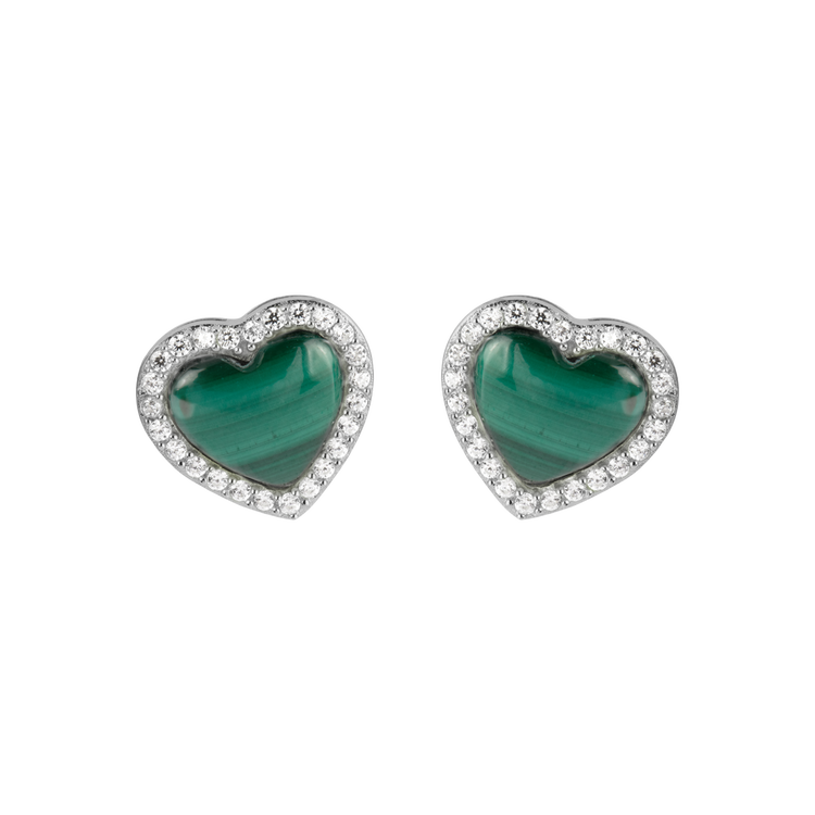 Ear studs "Heart  Sterlingsilver with Malachit und Topazen Jacques Lemans