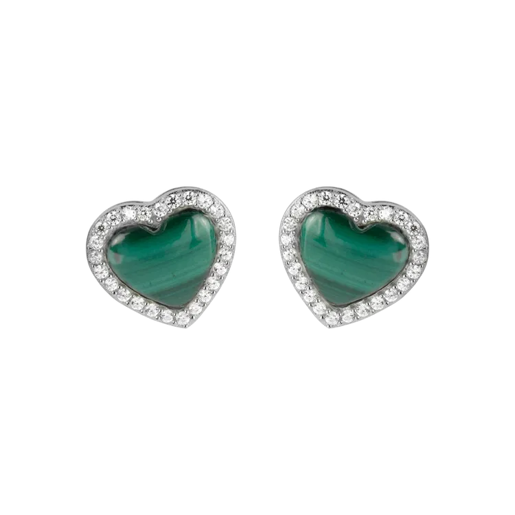 Ear studs "Heart  Sterlingsilver with Malachit und Topazen Jacques Lemans