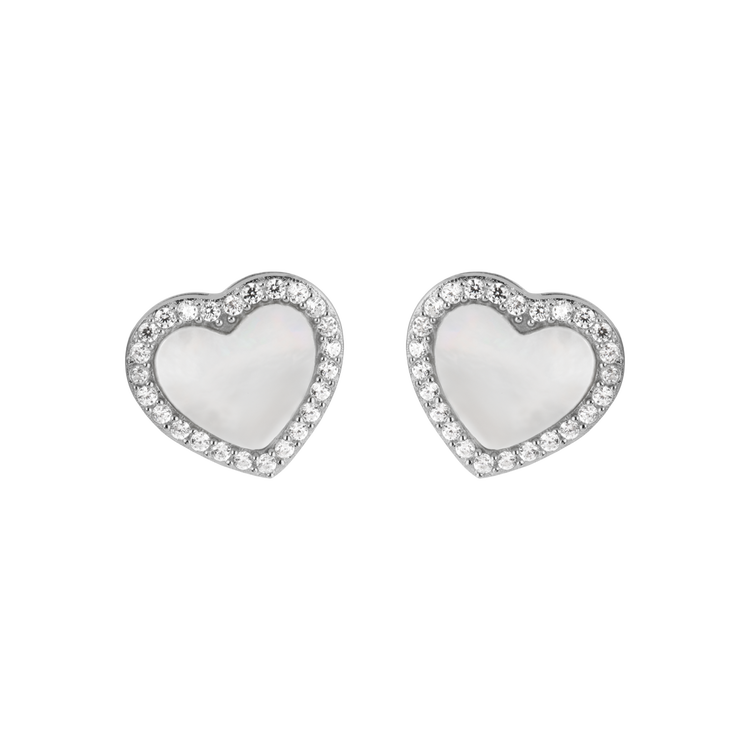Ear studs "Heart  Sterlingsilver with MOP und Topazen Jacques Lemans