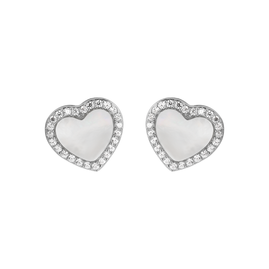 Ear studs "Heart  Sterlingsilver with MOP und Topazen Jacques Lemans