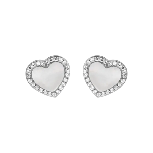 Ear studs "Heart  Sterlingsilver with MOP und Topazen Jacques Lemans