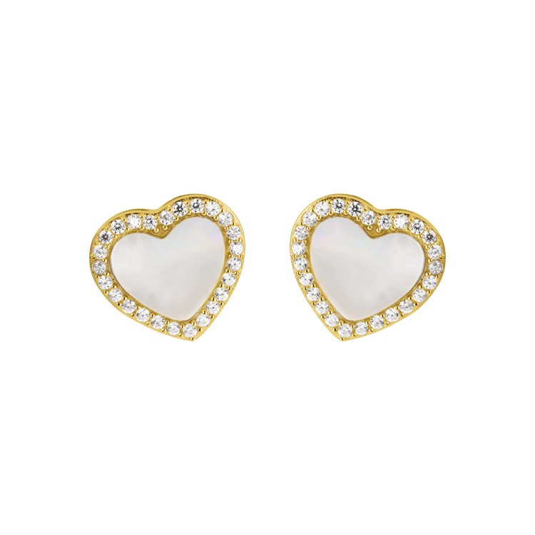 Ear studs "Heart  Sterlingsilver goldplated with MOP/Topa Jacques Lemans