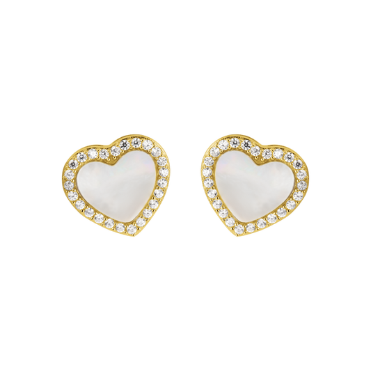 Ear studs "Heart  Sterlingsilver goldplated with MOP/Topa Jacques Lemans